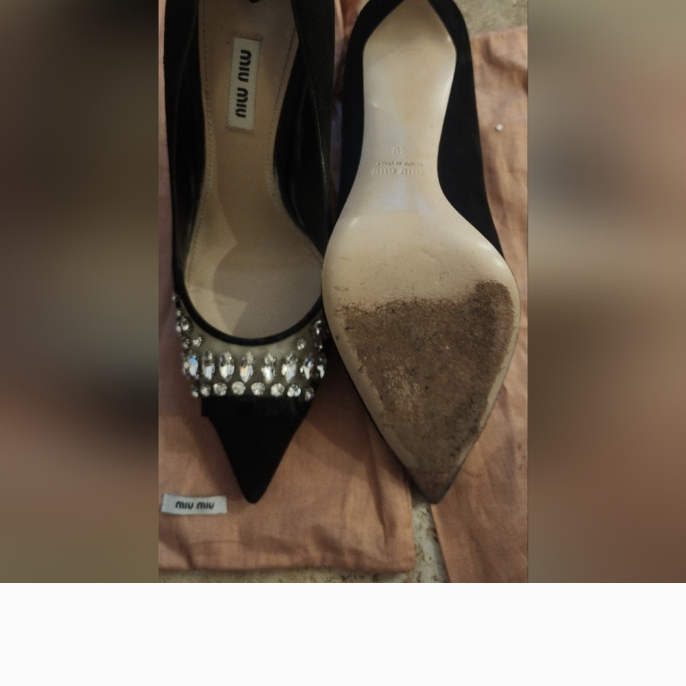 Miu Miu Black Embellished Women's Shoes